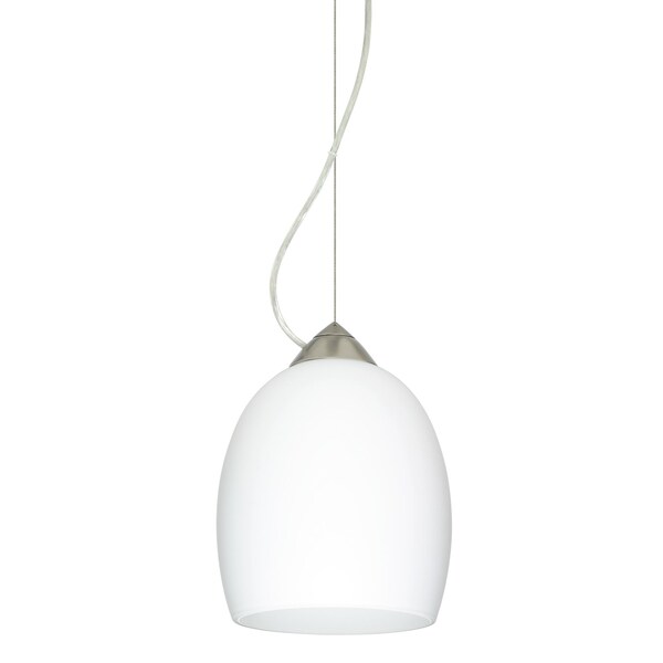 Besa Lighting Lucia Cord Pendant, Opal Matte, Satin Nickel Finish, 1x9W LED 1KX-169707-LED-SN - main
